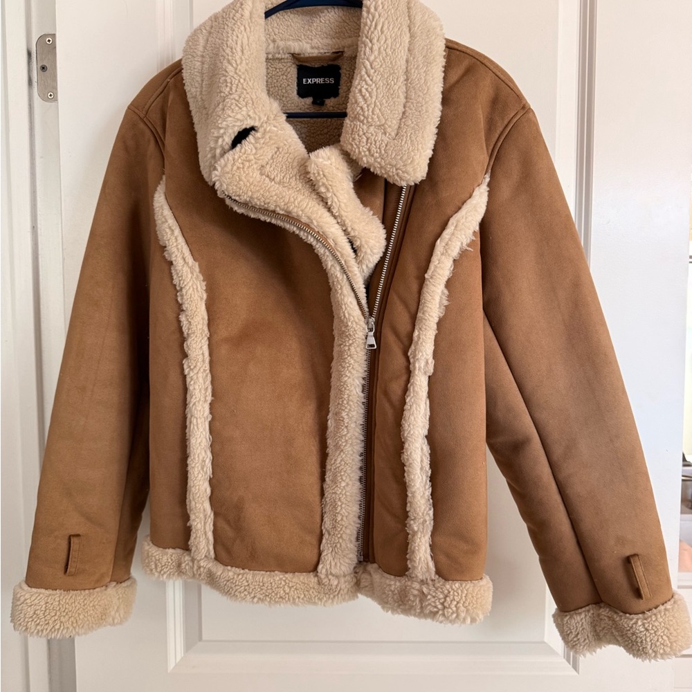 Express Brown Shearling Jacket - image 1